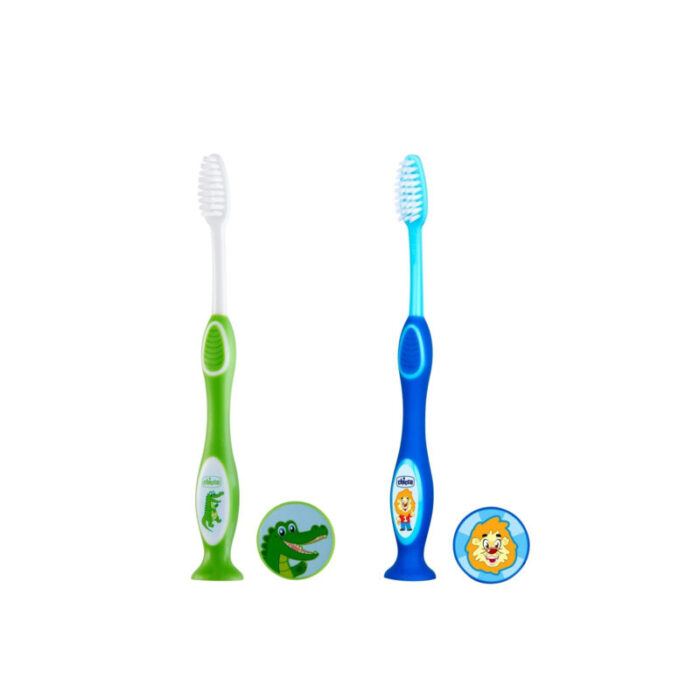 chicco milk teeth toothbrush 3 6 years green blue