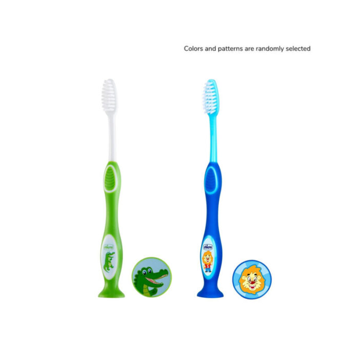 chicco milk teeth toothbrush 3 6 years green blue