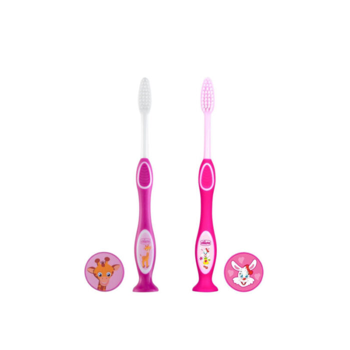 chicco milk teeth toothbrush 3 6 years pink purple