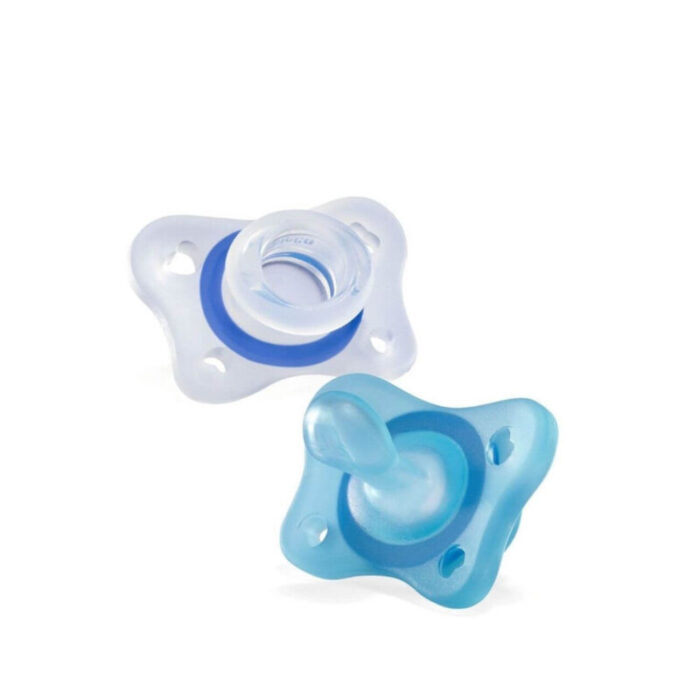 chicco physio mini soft silicone pacifier 2 6m transparent blue