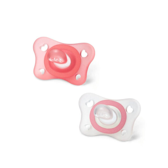 chicco physio mini soft silicone pacifier 2 6m transparent pink