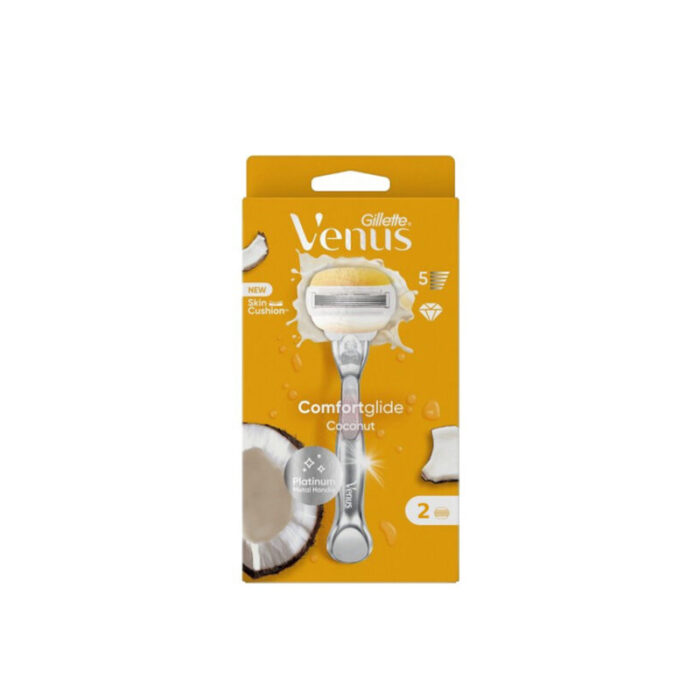 gillette venus comfortglide coconut platinum metal handle razor