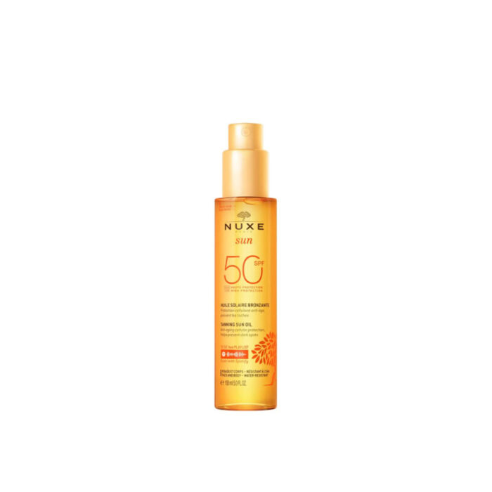 nuxe sun tanning oil high protection for face and body spf50 150ml