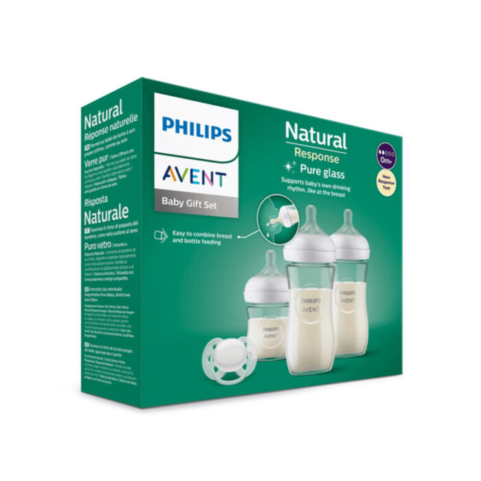 philips avent natural response glass baby gift set